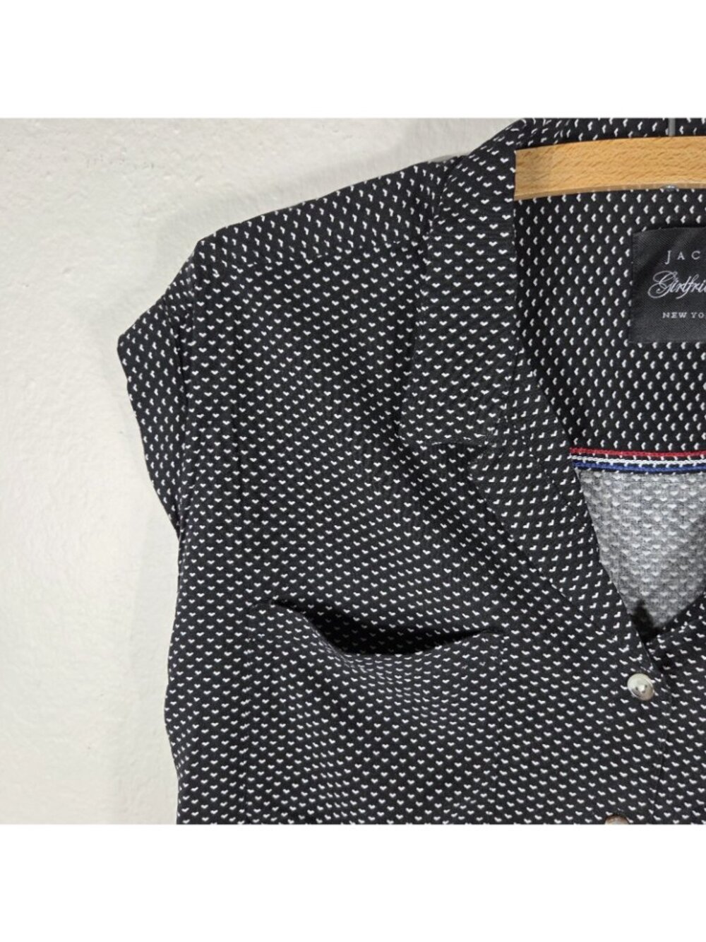 JACHS Girlfriend Black White Cap Sleeve Button Up Shirt Size S Collared Rayon - Picture 5 of 13